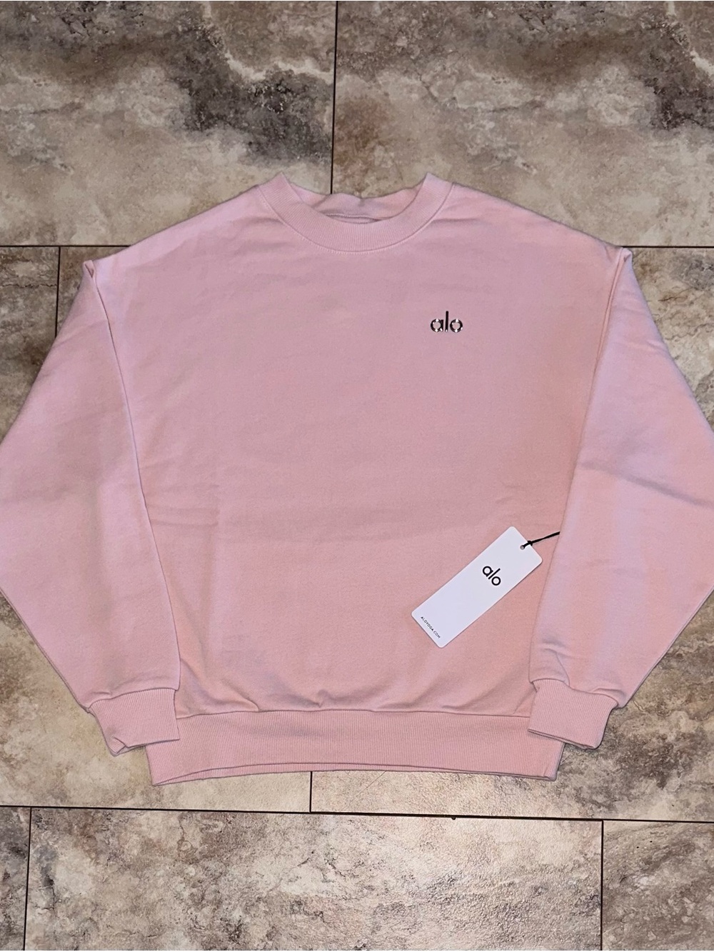 Alo Yoga Accolade Crew Neck Pullover Pink Quartz Sweatshirt Size Small